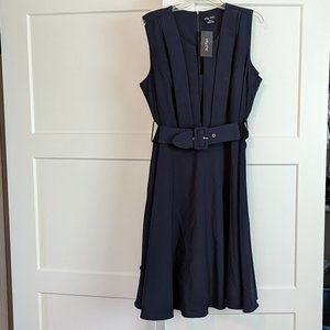 City Chic, Vintage Veronica, Navy Belted Sleeveless Dress, 18